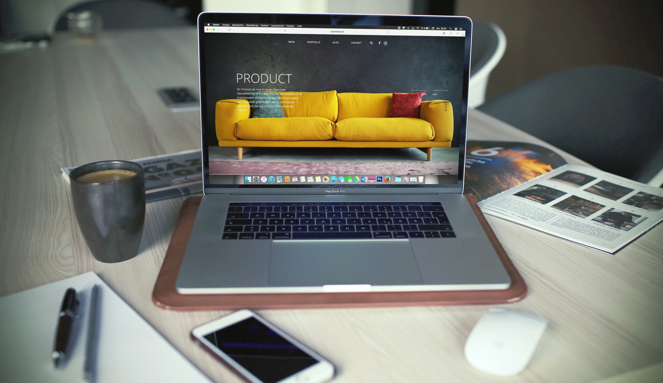 laptop with a website design